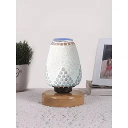 Devansh White Textured Glass Abstract Shaped Table Lamp-picture-21