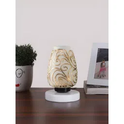 Devansh White Textured Glass Abstract Shaped Table Lamp-picture-45