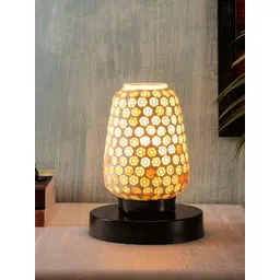 Devansh White Textured Glass Abstract Shaped Table Lamp-picture-46