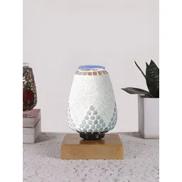 Devansh White Textured Glass Abstract Shaped Table Lamp-picture-21