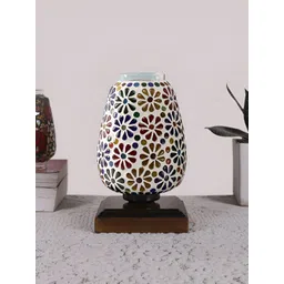 Devansh White Textured Glass Abstract Shaped Table Lamp-picture-22