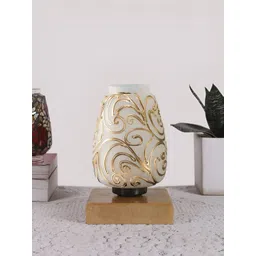 Devansh White Textured Glass Abstract Shaped Table Lamp-picture-23