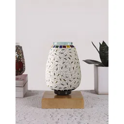 Devansh White Textured Glass Abstract Shaped Table Lamp-picture-31
