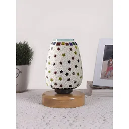 Devansh White Textured Glass Abstract Shaped Table Lamp-picture-32
