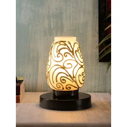 Devansh White Textured Glass Abstract Shaped Table Lamp-picture-36