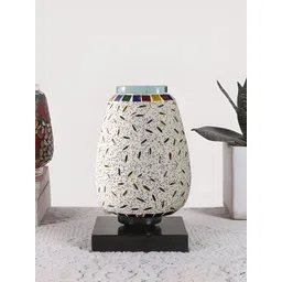 Devansh White Textured Glass Traditional Abstract Shaped Table Lamp-picture-16