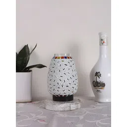 Devansh White Textured Glass Traditional Abstract Shaped Table Lamp-picture-43