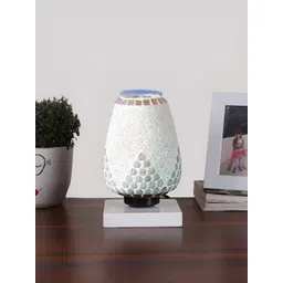 Devansh White Textured Glass Traditional Abstract Shaped Table Lamp-picture-25