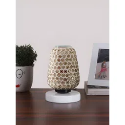 Devansh White Textured Glass Traditional Abstract Shaped Table Lamp-picture-26