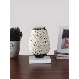 Devansh White Textured Glass Traditional Abstract Shaped Table Lamp-picture-29