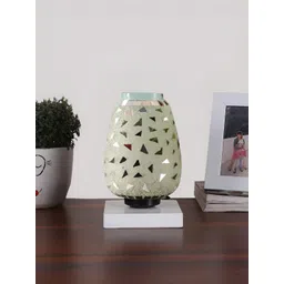 Devansh White Textured Glass Traditional Abstract Shaped Table Lamp-picture-37