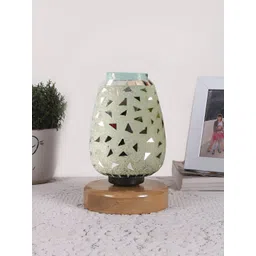 Devansh White Textured Glass Traditional Abstract Shaped Table Lamp-picture-38