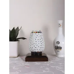 Devansh White Textured Glass Traditional Abstract Shaped Table Lamp-picture-39