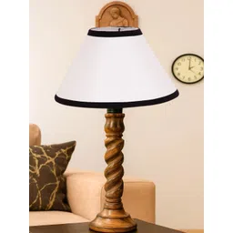 Devansh White Wood Traditional Frusturical Shaped Table Lamp-picture-34