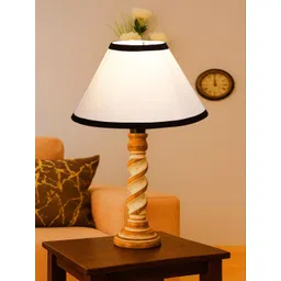 Devansh White Wood Traditional Frusturical Shaped Table Lamp-picture-16