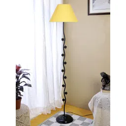 Devansh Yellow & Black Textured Star Floor Lamp With Cotton Conical Shade-picture-31