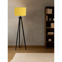 Devansh Yellow & Black Wooden Tripod Floor Lamp-image-39