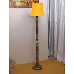 Devansh Yellow & Brown Conical Open Snake Wooden Floor Lamp-picture-40