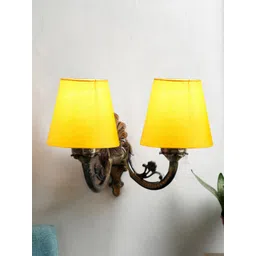 Devansh Yellow & Gold Toned Antique Wall Lamp With Cotton Shade-image-24