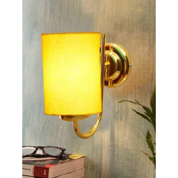 Devansh Yellow & Gold-Toned Textured Contemporary Metal Cylinder Wall Lamp-image-25