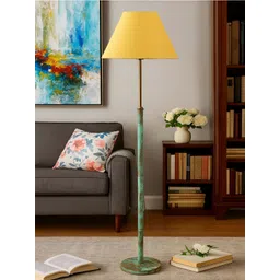 Devansh Yellow & Green Wooden & Cotton Frustum Floor Lamp-image-38