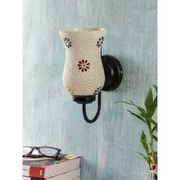 Devansh Yellow & Red Textured Traditional Wallchiere Lamp with Glass Shade-image-2