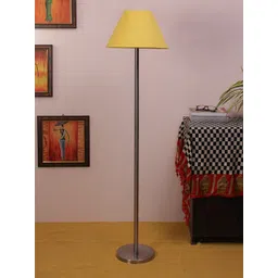 Devansh Yellow & Silver-Toned Solid Traditional Club Lamp with Shade-picture-29