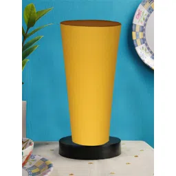 Devansh Yellow Cotton Cylinder Table Lamps With Black Round Wood Base-image-41