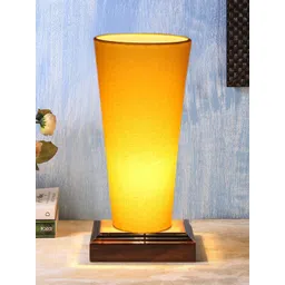 Devansh Yellow Cotton Cylinder Table Lamps With Brown Square Wood Base-image-47