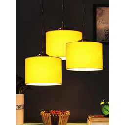 Devansh Yellow Cotton Round Drum Cluster Hanging Lamp-image-46