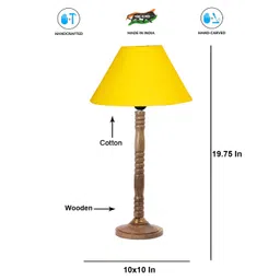 Devansh Yellow Frustum Shaped Wooden Table Lamp-picture-17
