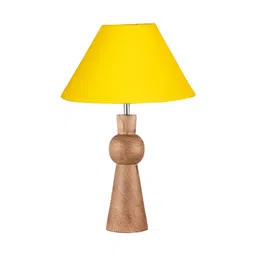 Devansh Yellow Frustum Shaped WoodenTable Lamp-image-44