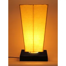 Devansh Yellow Pyramid Cotton Shade With Square Iron Base Table Lamp-image-31