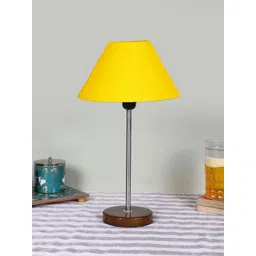 Devansh Yellow Textured Wooden Contemporary Frustum Shaped Table Lamp-image-44