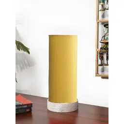 Devansh Yellow Textured Wooden Cylindrical Shaped Table Lamp-image-49