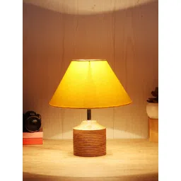 Devansh Yellow Traditional Frustum Shaped Lamp with Shade-image-29