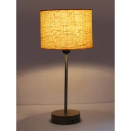 Devansh Yellow Wood & Cotton Cylinder Contemporary Table Lamp-picture-30