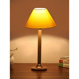 Devansh Yellow Wooden Frustum Shaped Table Lamp-picture-30