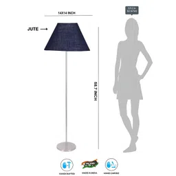 DevanshBlue & Grey Jute Conical Shade Steel Base Floor Lamps-image-1