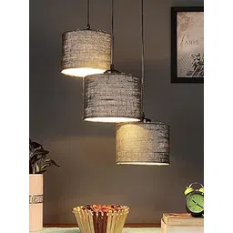 Devansh Grey Jute Round Drum Cluster Hanging Lamp-picture-13