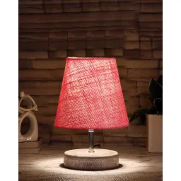 devansh Jute Round Wooden Table Lamp image 2