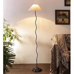 Devansh Off-White Flat Cotton Designer Zig Zag Floor Lamp (Off-White) image 1