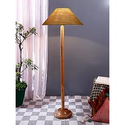 Devansh Yellow Jute Coolie Shade Wood Floor lamp for Decoration/Office/Home/Gifting/Study .(13x13x55.7 Inches)-picture-11