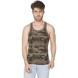 devil Men's Cotton Sleeveless Army Camouflage Print Sports Vest (Brown)-picture-34