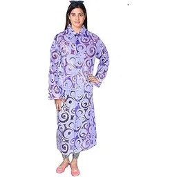 devil Transparent Purple Deginer Print Women's Raincoat with Hidden Collar Pocket for Cap-picture-37