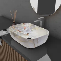 devito (18*13*5) inch very stylish super glossy ceramic counter top basin / (45*32.5*14) cm new marble design ceramic wash basin / Table Top Basin image 1