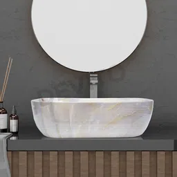 devito (18*13*5) inch very stylish super glossy ceramic counter top basin / (45*32.5*14) cm new marble design ceramic wash basin / Table Top Basin image 3