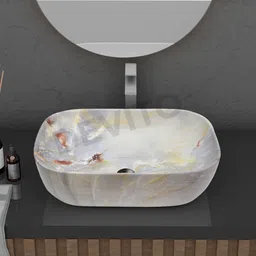 devito (18*13*5) inch very stylish super glossy ceramic counter top basin / (45*32.5*14) cm new marble design ceramic wash basin / Table Top Basin image 2