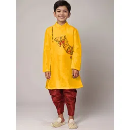 DEVOILER Boys Abstract Printed Mandarin Collar Straight Kurta-picture-35