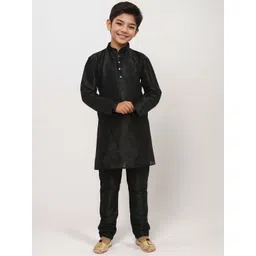 DEVOILER Boys Abstract Woven Design Mandarin Collar Straight Kurta-image-2